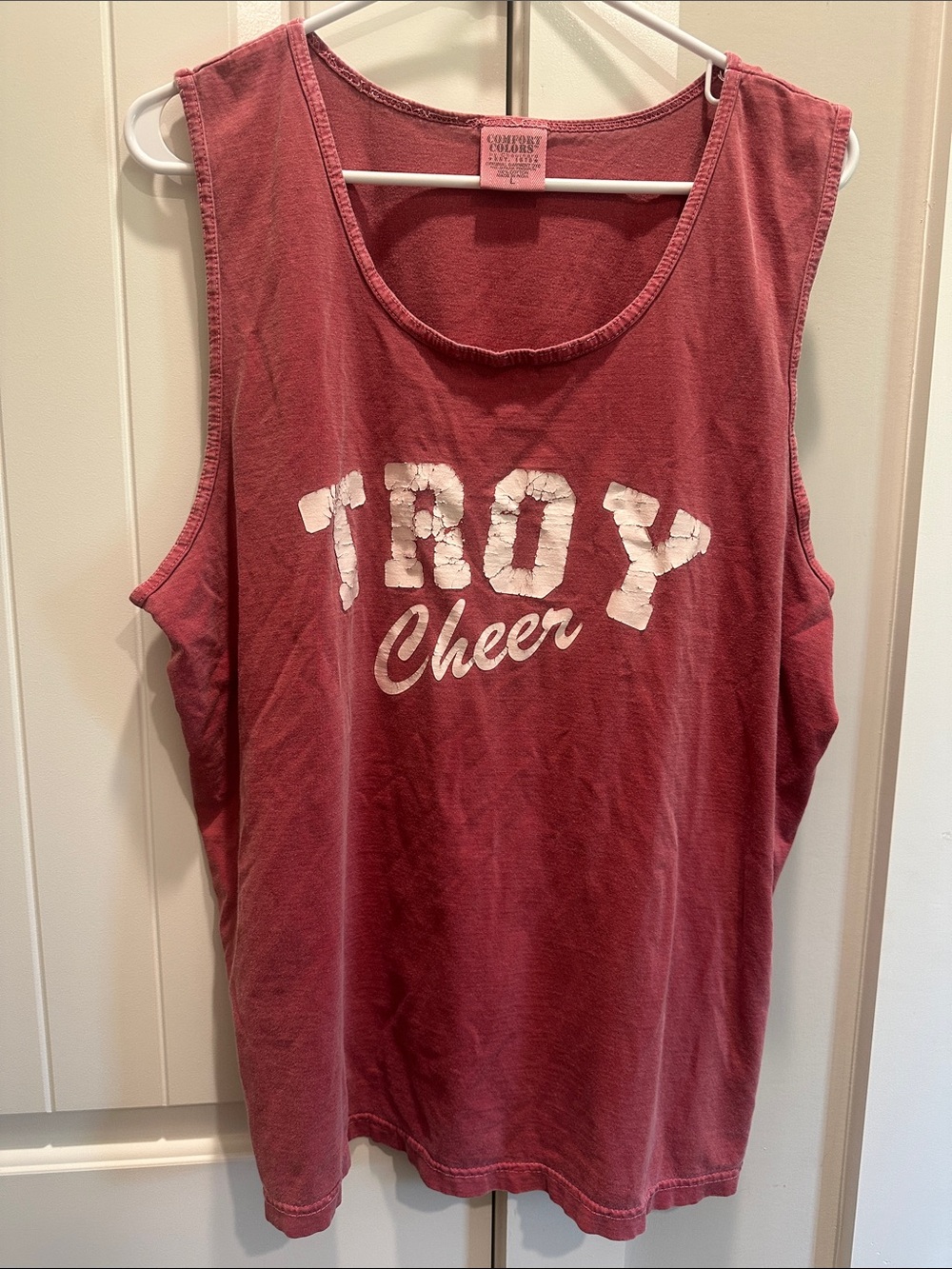 Comfort Colors Maroon 'TROY Cheer' Sleeveless Tank